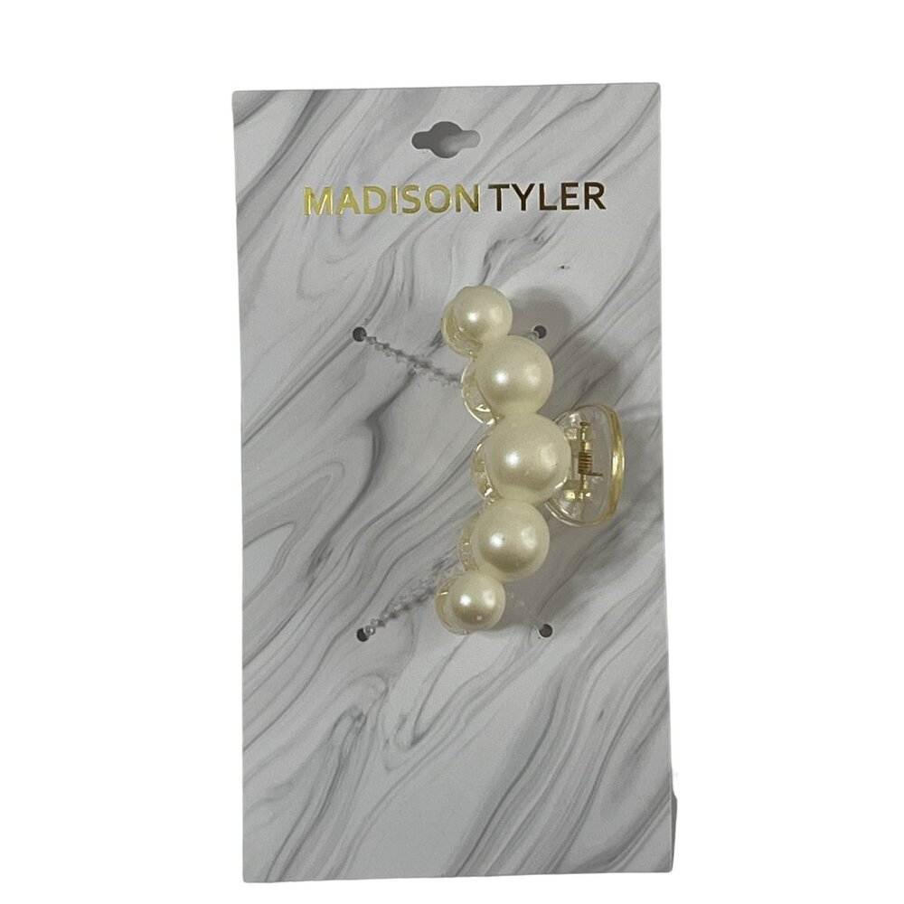 Madison Tyler Pearl Claw Clip • Large Cream Faux Pearl Hair Clamp